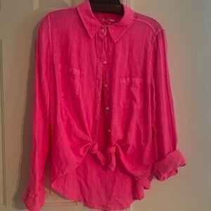 LILLY PULITZER Sea View Linen Button Down for Women in Medium